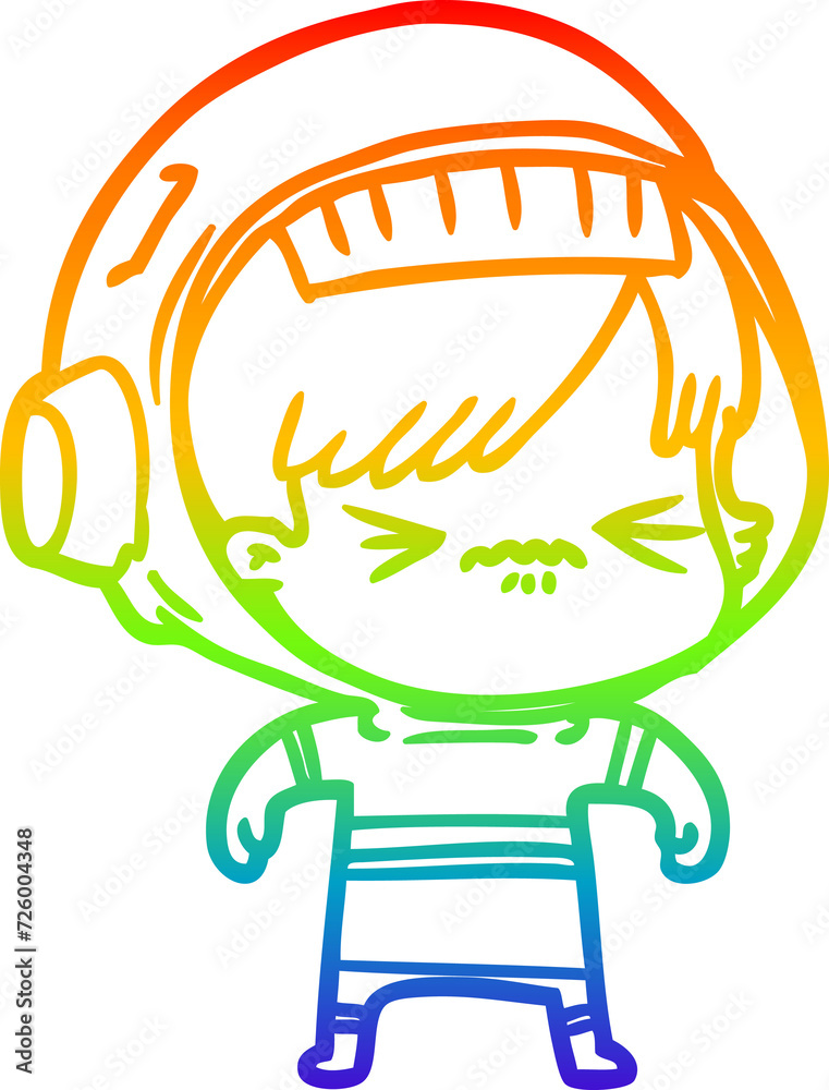 rainbow gradient line drawing cartoon astronaut woman rainbow gradient line drawing cartoon astronaut woman