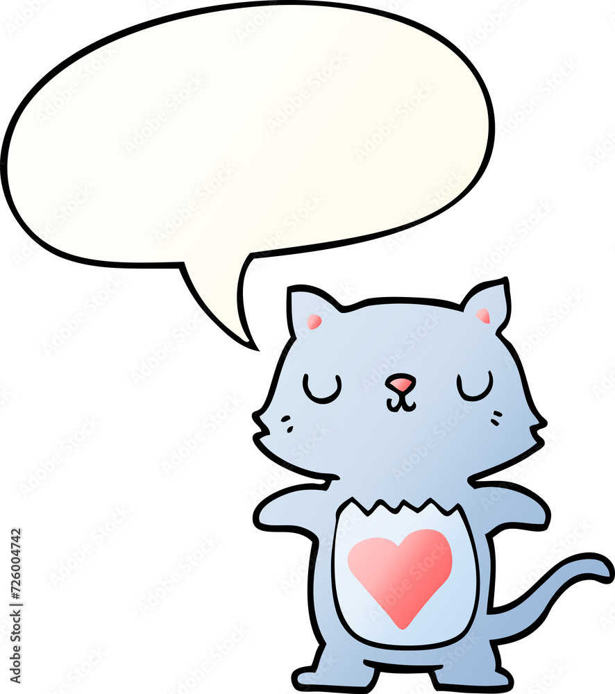 cute cartoon cat and speech bubble in smooth gradient style cute cartoon cat and speech bubble in smooth gradient style