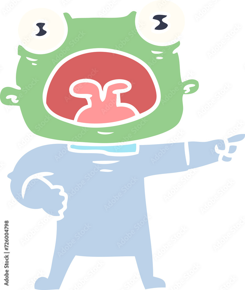 flat color style cartoon weird alien shouting flat color style cartoon weird alien shouting