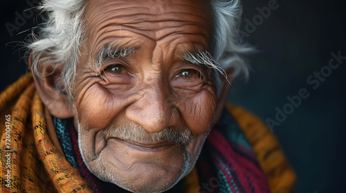 old man with deep wrinkles portrait, generative ai