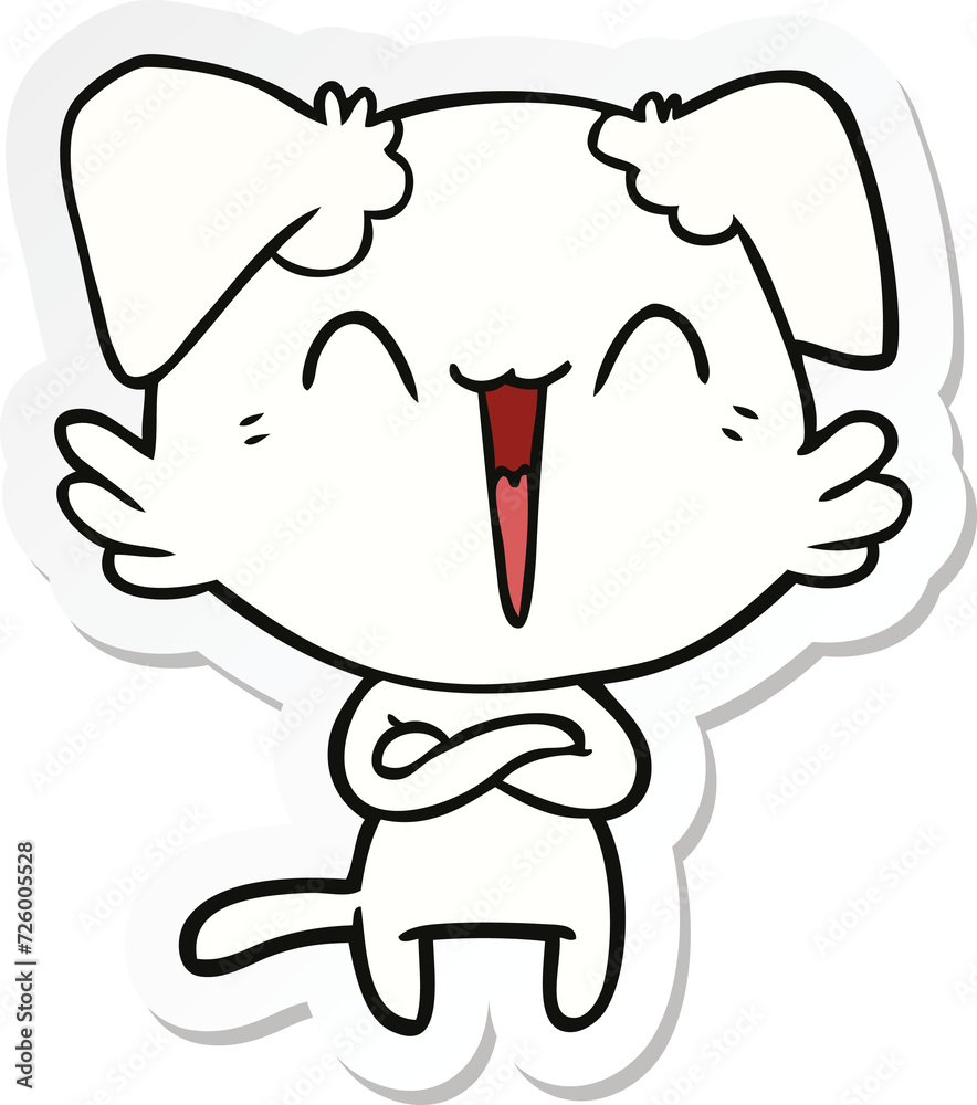 sticker of a happy little dog cartoon sticker of a happy little dog cartoon