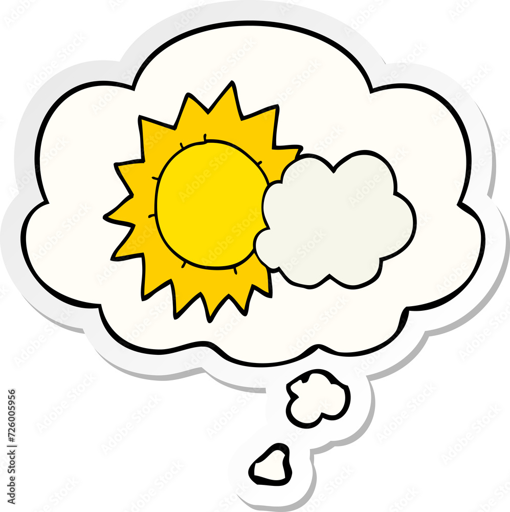 cartoon weather and thought bubble as a printed sticker cartoon weather and thought bubble as a printed sticker