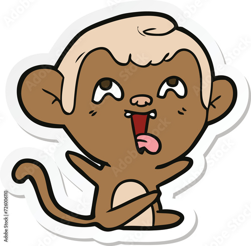 Photography sticker of a crazy cartoon monkey