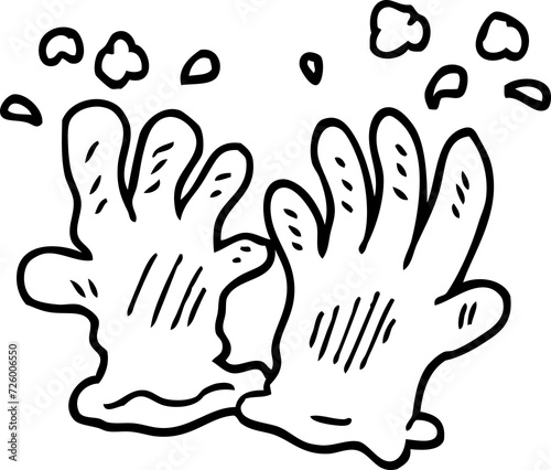 line drawing cartoon garden gloves