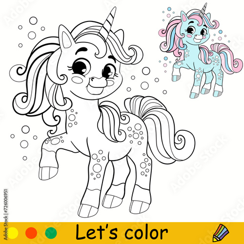 Happy cute unicorn coloring pages for kids