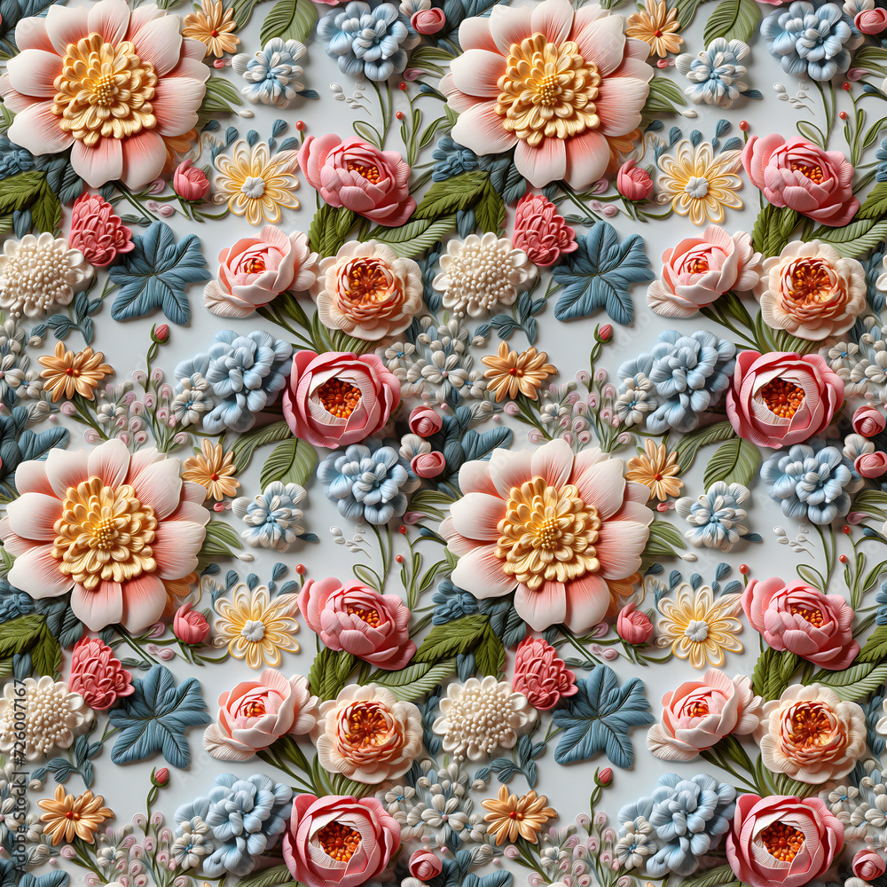 Fabrics embroidered seamless patterns of vintage peonies garden for various creative lovers and home decorating enthusiasts.NO.04