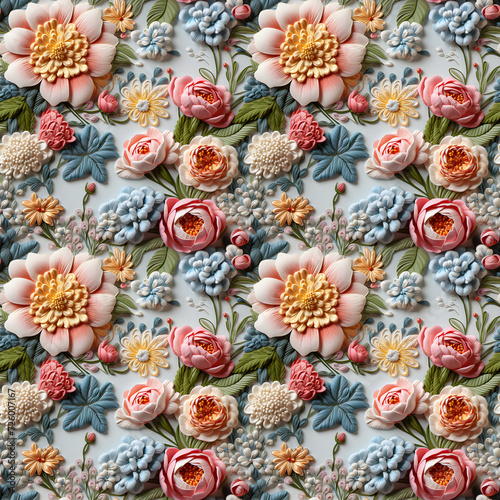 Fabrics embroidered seamless patterns of vintage peonies garden for various creative lovers and home decorating enthusiasts.NO.04