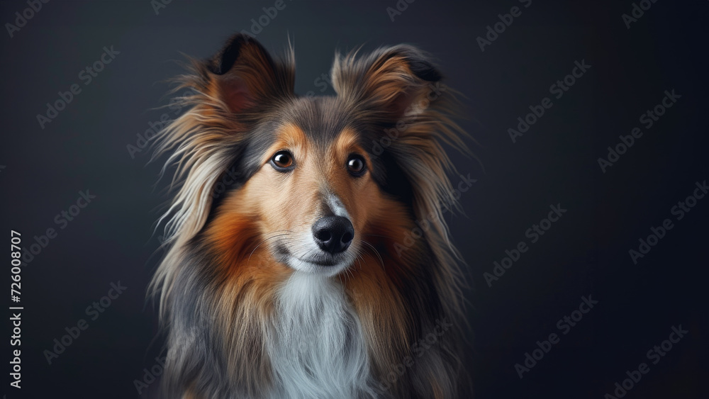 Studio portrait of a pedigree Sheltie dog. Studio portrait of a pedigree Sheltie dog.
