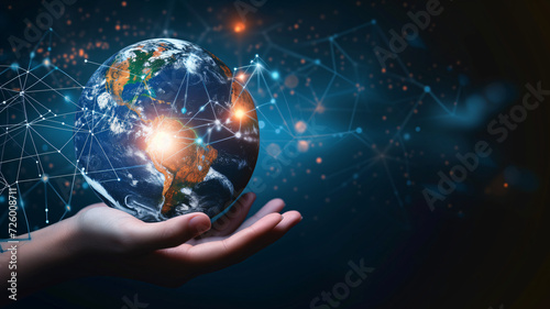 world connection globe in hands