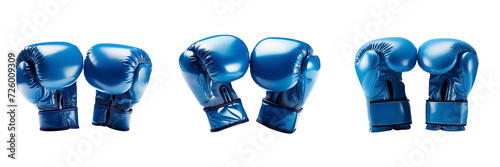 Blue boxing gloves on a transparent background