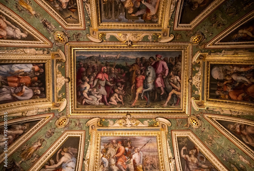 Affresco nel Palazzo Vecchio a Firenze, Italia