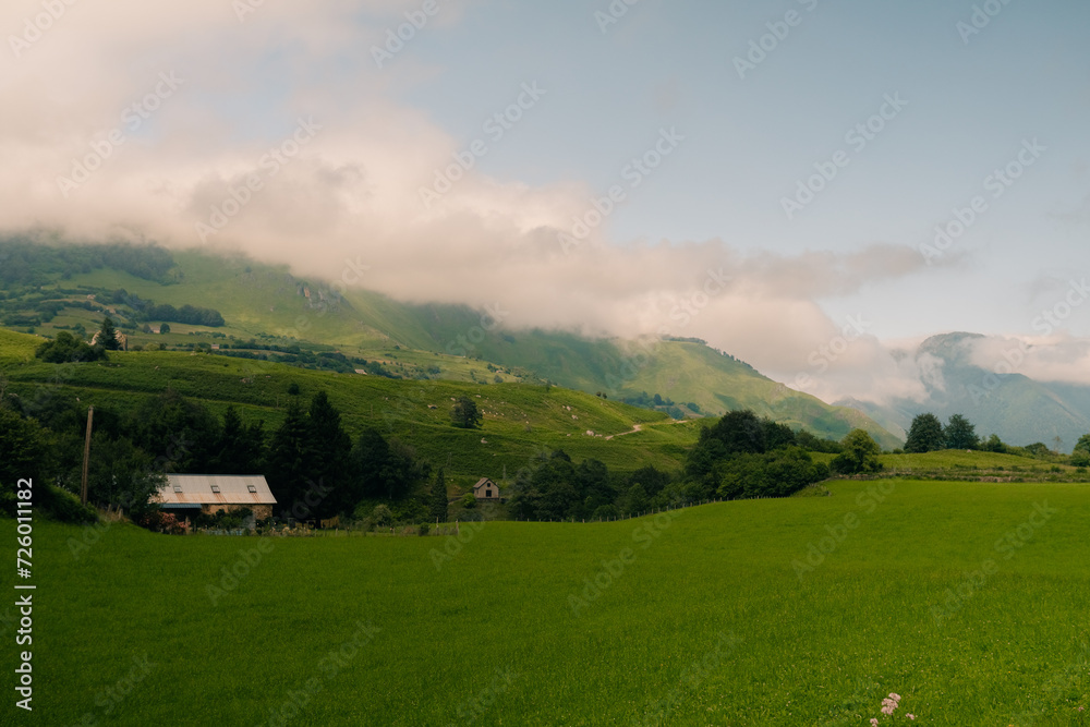 Village and circus of Lescun in the Aspe Valley, Pyrenees of France