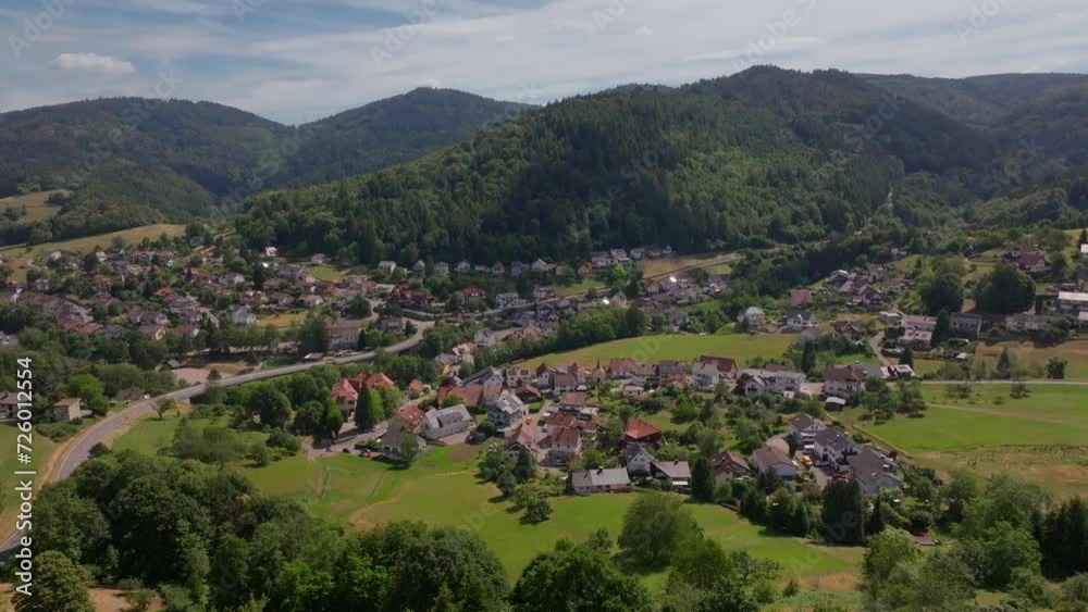 Aerial view of a small town in Germany with houses and green surroundings Aerial view of a small town in Germany with houses and green surroundings