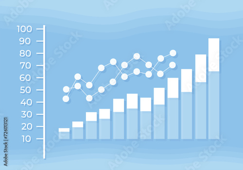 business graph with arrow.  vector illustration
