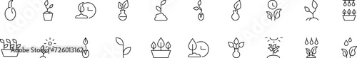 Collection of thin line icons of gardening. Linear sign and editable stroke. Suitable for web sites, books, articles