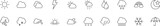 Collection of thin line icons of weather sign. Linear sign and editable stroke. Suitable for web sites, books, articles