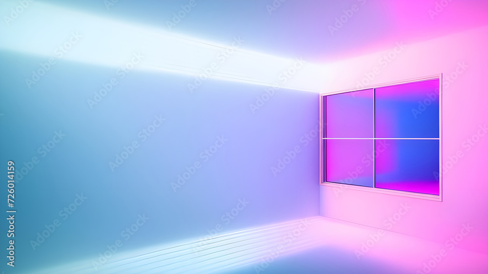 a brightly colored room with a window and a tiled floor a brightly colored room with a window and a tiled floor