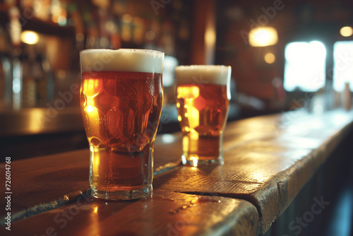 Beer in a pub on bar top