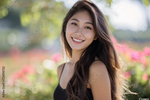 A woman in a black tank top smiles for the camera