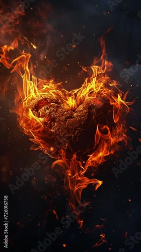 love heart on fire footage