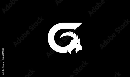 modern goat head with the letter g logo