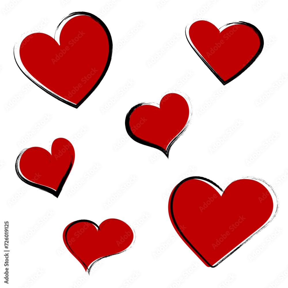 Happy valentines Day love hand drawn set hearts Happy valentines Day love hand drawn set hearts