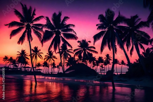 tropical sunset with trees © Aqib
