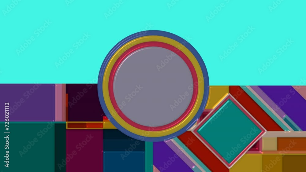 Colorful 3D Rectangle and Circle motion graphic Retro geometric background animation design template Colorful 3D Rectangle and Circle motion graphic Retro geometric background animation design template