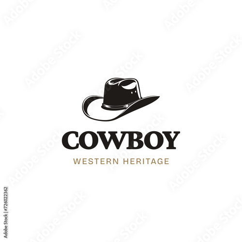 Cowboy hat logo design icon silhouette vector