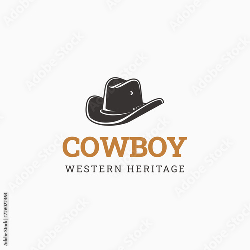 Cowboy hat logo design icon silhouette vector