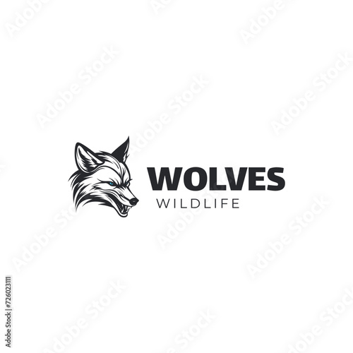 Fototapeta Naklejka Na Ścianę i Meble -  Edgy Design Head of Aggressive Wolf logo design