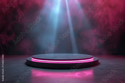 podium with gaming background, mockup display stand for product presentation, hyper detailed, photorealistic, 16K, ultra realistic, no watermark - generative ai