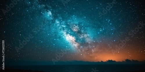 Breathtaking Night Sky - Milky Way Galaxy over Ocean Horizon