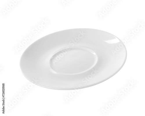 One clean ceramic saucer isolated on white