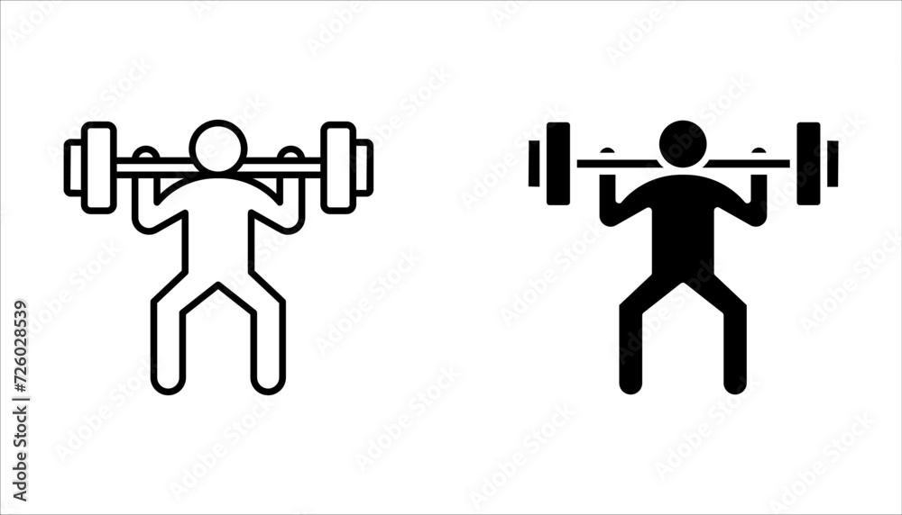 Weightlifter icon set vector sign symbol for design on white background Weightlifter icon set vector sign symbol for design on white background