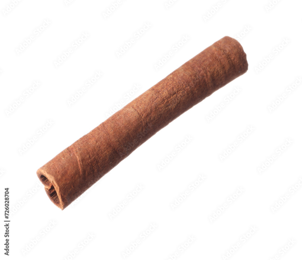 One aromatic cinnamon stick isolated on white One aromatic cinnamon stick isolated on white