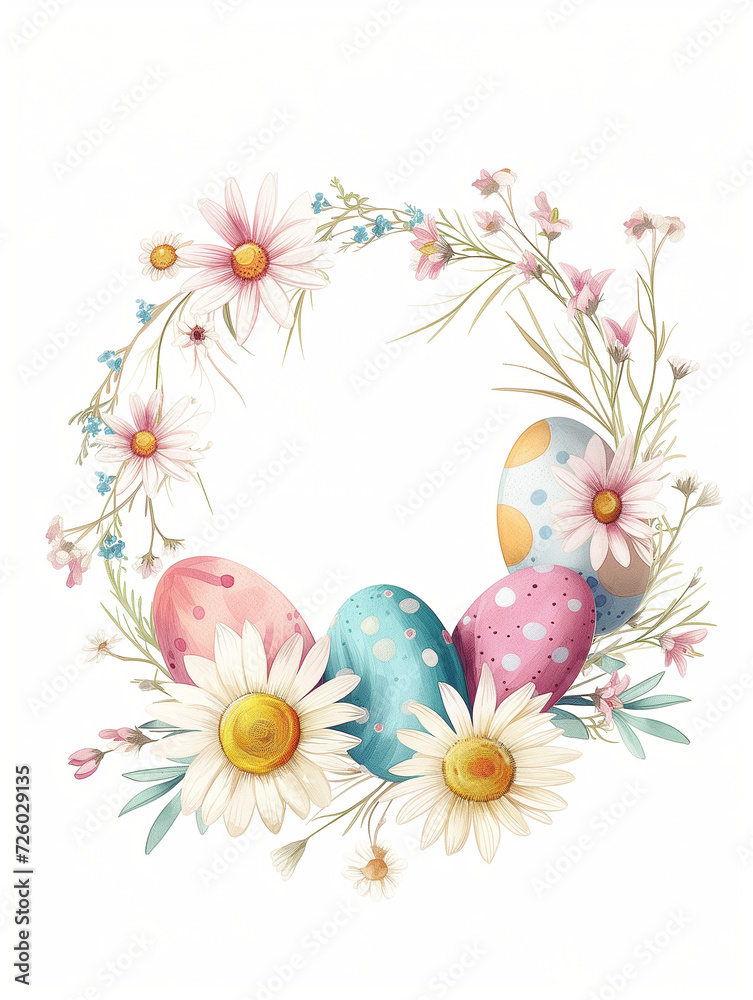 Cute easter egg floral wreath frame