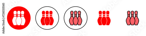 Bowling icon set illustration. bowling ball and pin sign and symbol.