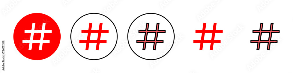 Fototapeta premium Hashtag icon set illustration. hashtag sign and symbol