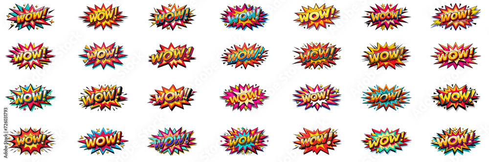 Sticker style, Colors editable, 3D WOW text.