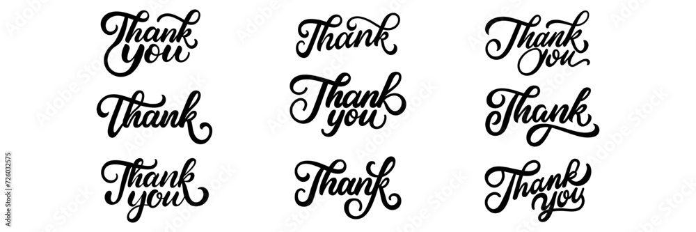 Black calligraphic Thank text Black calligraphic Thank text