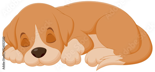 Cute Dog Cartoon Sleeping Vector Illustration. Animal Nature Icon Concept Isolated Premium Vector