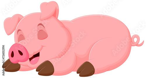 Cute Pig Cartoon Sleeping Vector Illustration. Animal Nature Icon Concept Isolated Premium Vector