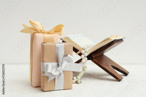 Islamic holy book on a wood...