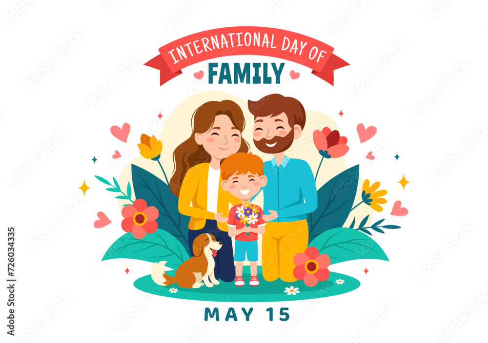 International Day of Family Vector Illustration with Mom, Dad and Children Character to Happiness and Love Celebration in Flat Kids Cartoon Background International Day of Family Vector Illustration with Mom, Dad and Children Character to Happiness and Love Celebration in Flat Kids Cartoon Background