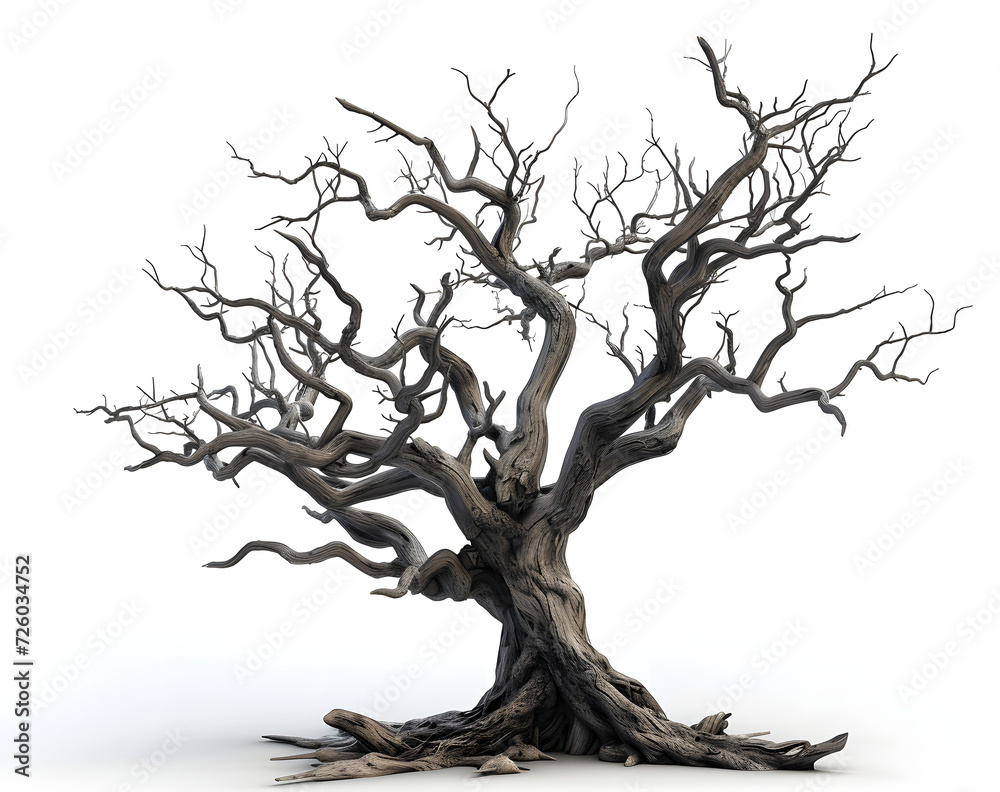 Obraz premium one dead tree on a white background,