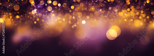 An abstract background with shiny glitter gold and purple confetti sprinkled all over
 photo
