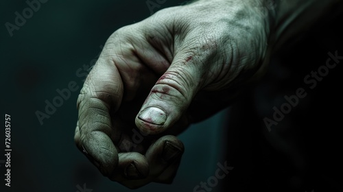 A closeup of a persons hand the scars and bruises a physical reminder of the violence and abuse faced during political perseion. © Justlight