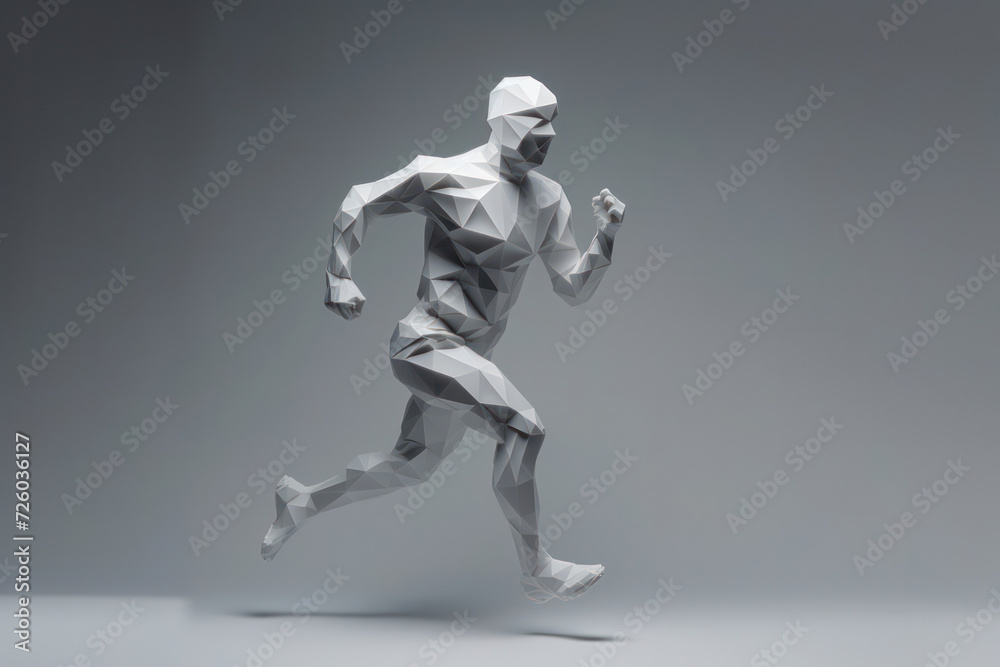 Fast-paced Athletic Men Running in Motion with Muscular Body on Blue Nature Background Fast-paced Athletic Men Running in Motion with Muscular Body on Blue Nature Background