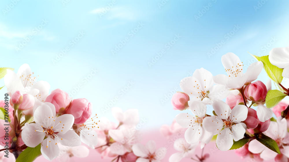 Fototapeta premium Cherry Blossoms Against Blue Sky
